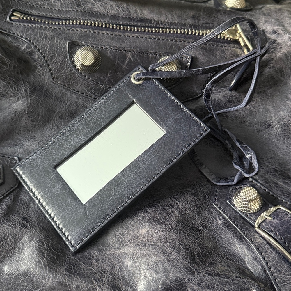 Balenciaga Paris Navy Moto Leather Tote - Picture 16 of 17
